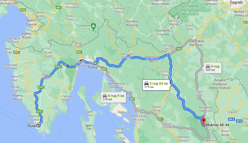 Distance from Pula to Plitvice Lakes